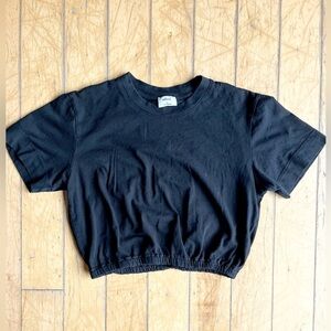 Wilfred Aritzia Black Cropped Cinched Waist T-Shirt Size XS, Small